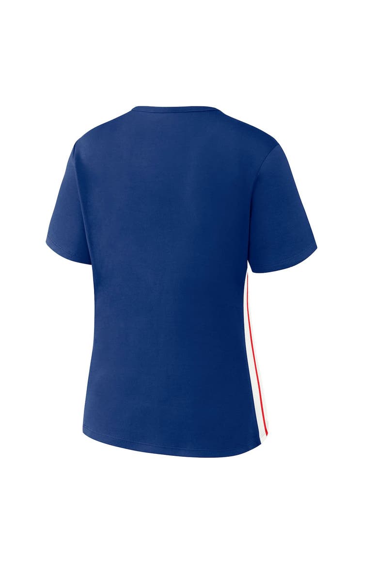 Women's WEAR by Erin Andrews  Royal Chicago Cubs Notch Neck Cropped T-Shirt, Alternate, color, Royal
