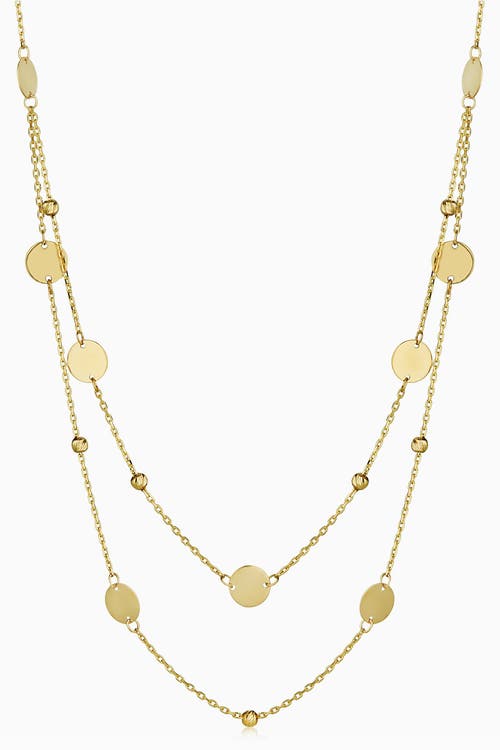 Oradina Women's 14k Yellow Solid Gold Manhattan Layered Station Necklace In Yellow Gold