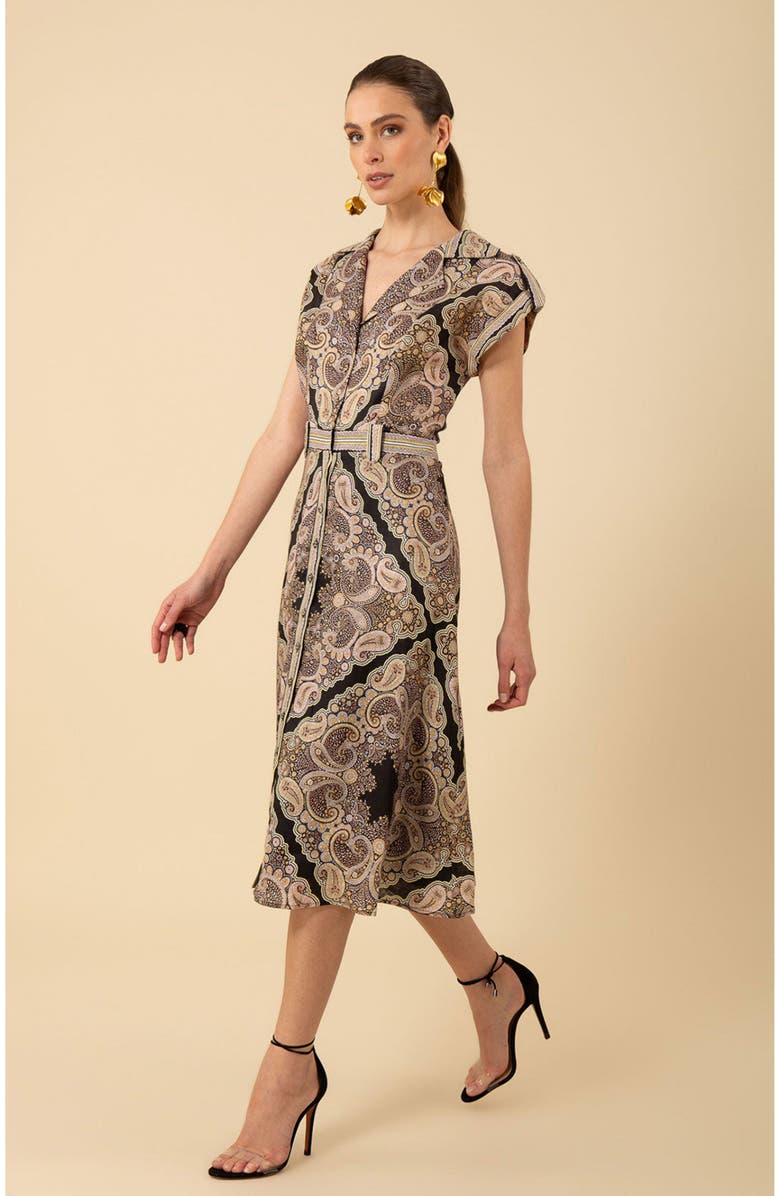 Hale Bob Priscilla Linen Midi Dress, Alternate, color,
