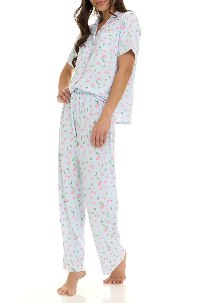 Flora By Flora Nikrooz Gabriella Piped Jersey Pajamas, Alternate, color, Blue