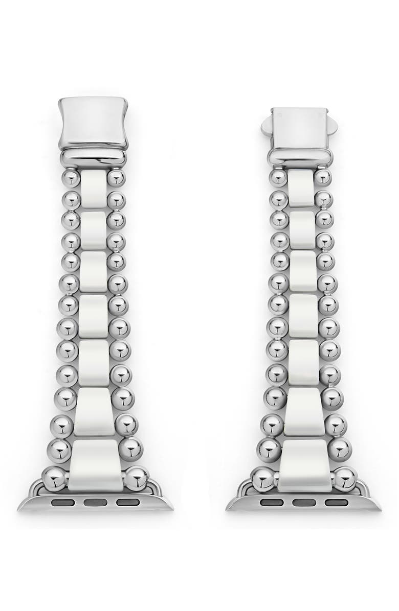 LAGOS Smart Caviar White Ceramic & Stainless Steel Apple Watch<sup>®</sup> Watchband, Alternate, color, Silver/White
