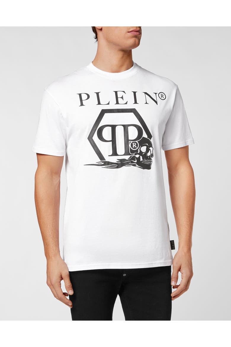 T-Shirt Round Neck Skull And Plein Unisex, Main, color, white
