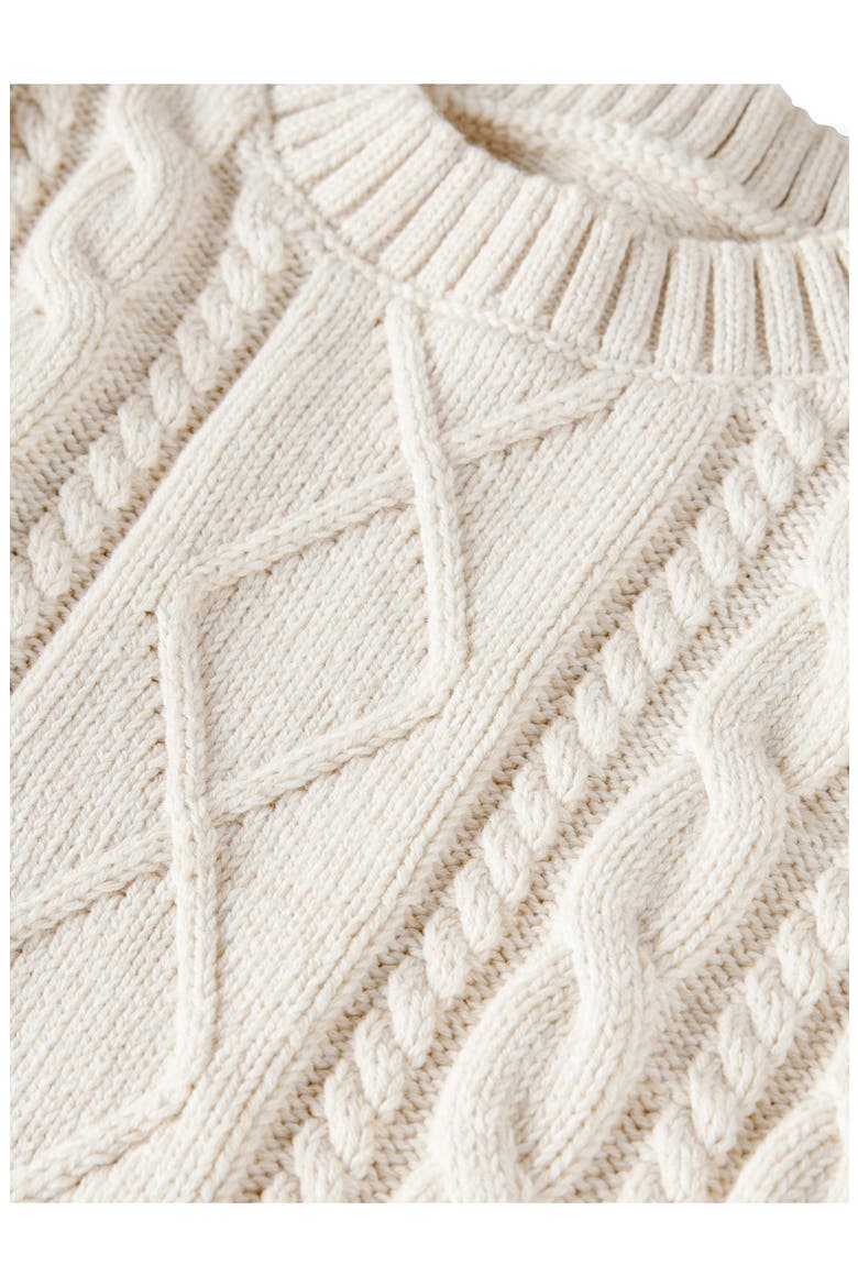 Kids' Organic Cotton Cable Knit Sweater, Alternate, color, IVORY