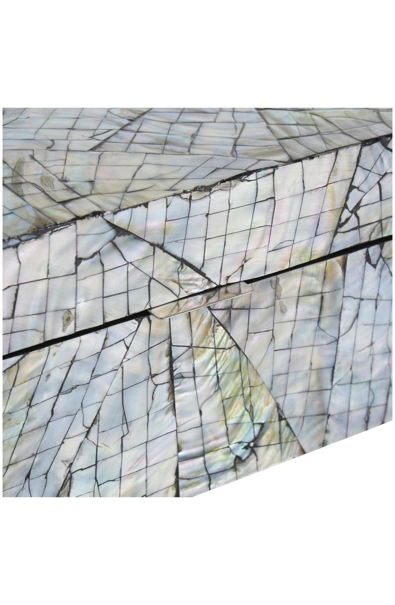 UMA Contemporary Set of 2 Decorative Mother of Pearl Boxes, Alternate, color, Multi Colored