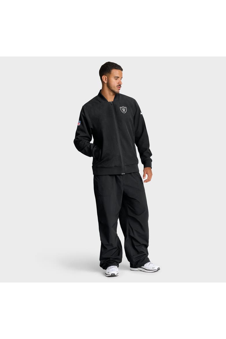 Men's Nike Black Las Vegas Raiders Sideline Powerful Blocking Full-Zip Bomber Jacket, Alternate, color, Black