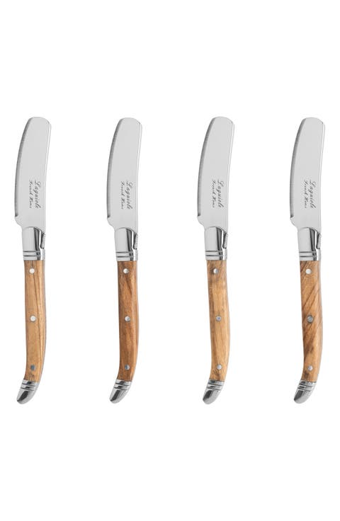 Set of 4 Laguiole Olive Wood Handle Spreaders