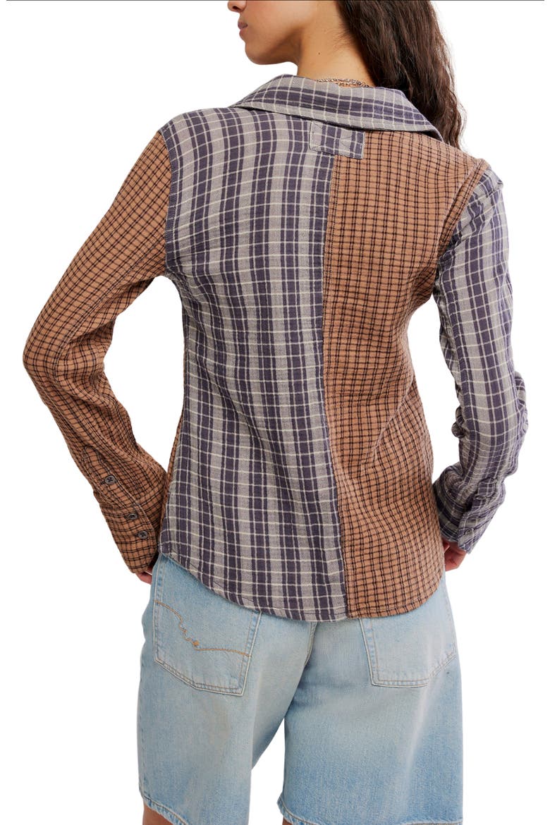 Benny Slim Plaid Cotton Shirt, Alternate, color, BROWN COMBO