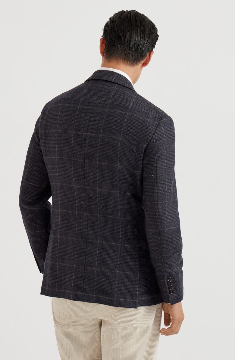 Brunello Cucinelli Prince of Wales deconstructed blazer, Alternate, color, Anthracite