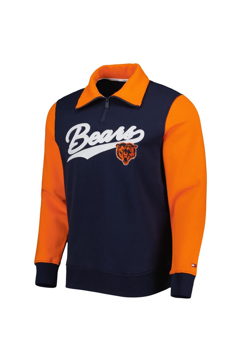 Men's Tommy Hilfiger Navy/Orange Chicago Bears Aiden Quarter-Zip Sweatshirt, Alternate, color, Navy