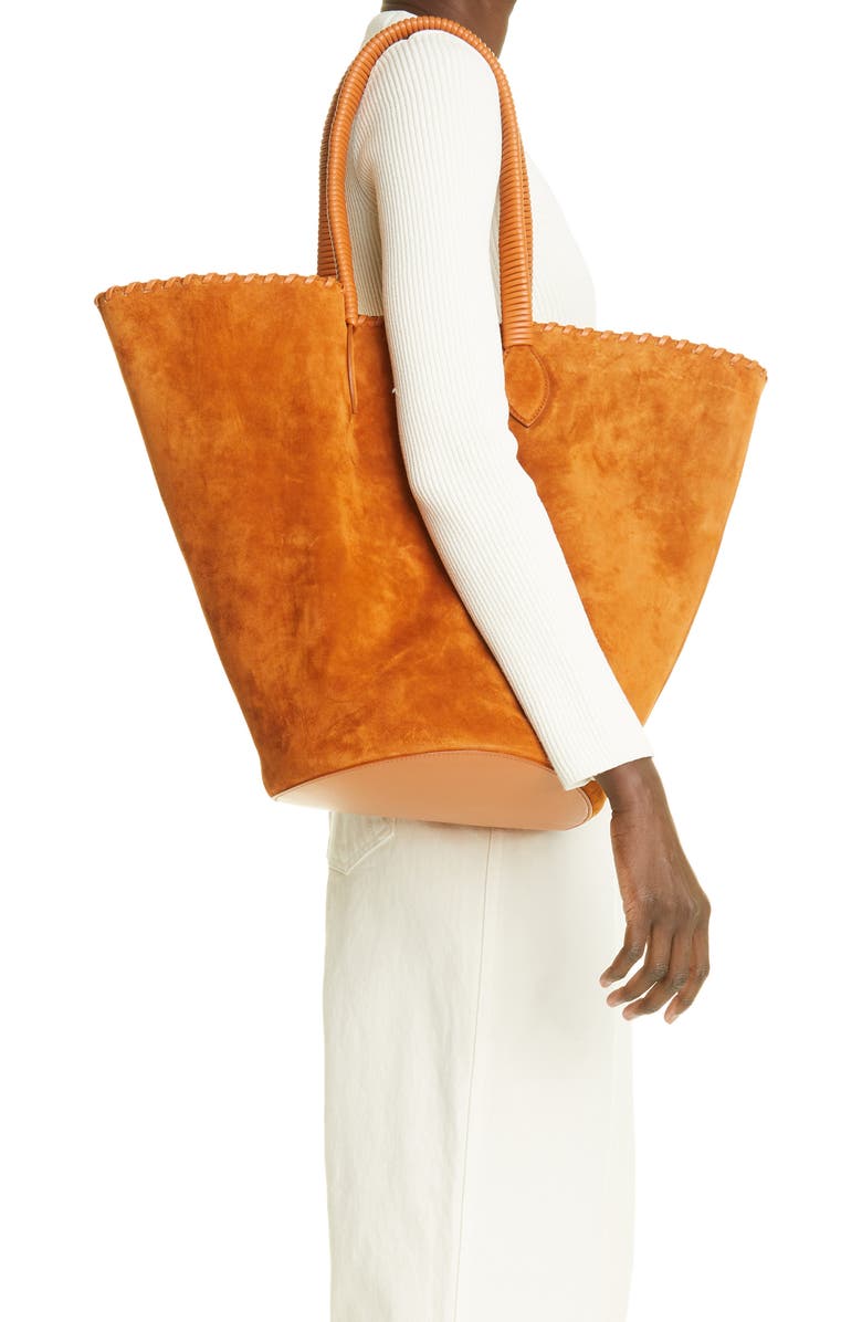 Khaite The Osa Whipstitch Suede Tote, Alternate, color,