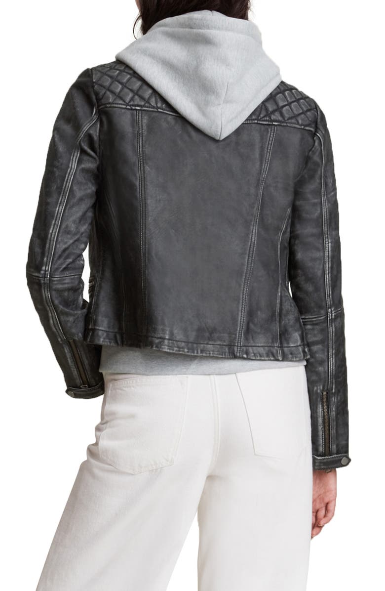 AllSaints Cargo Leather Biker Jacket, Alternate, color, 