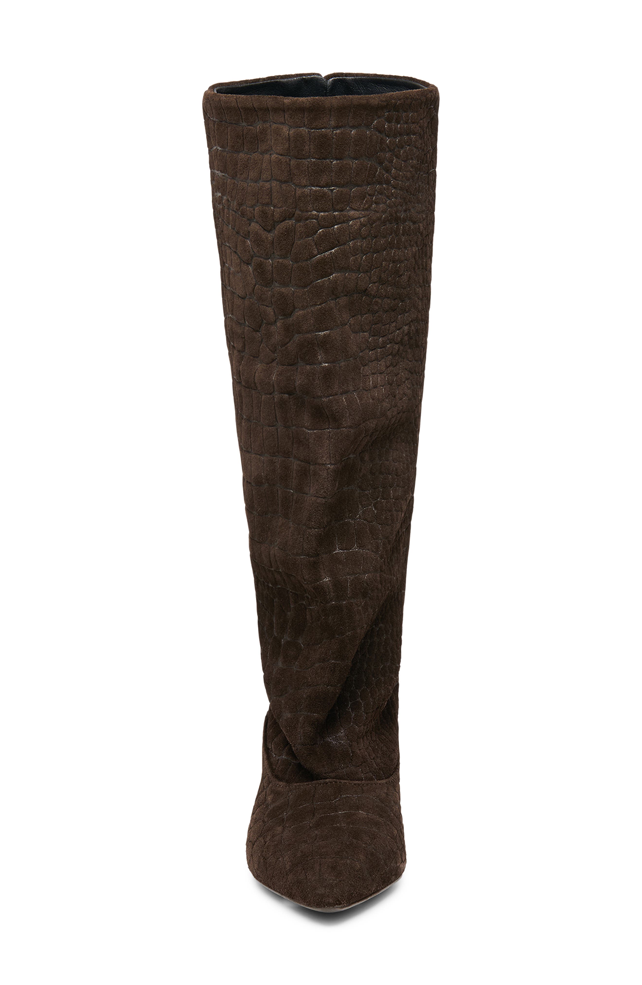 Dolce Vita Roxla Croc Embossed Leather Knee High Boot (Women) | Nordstrom