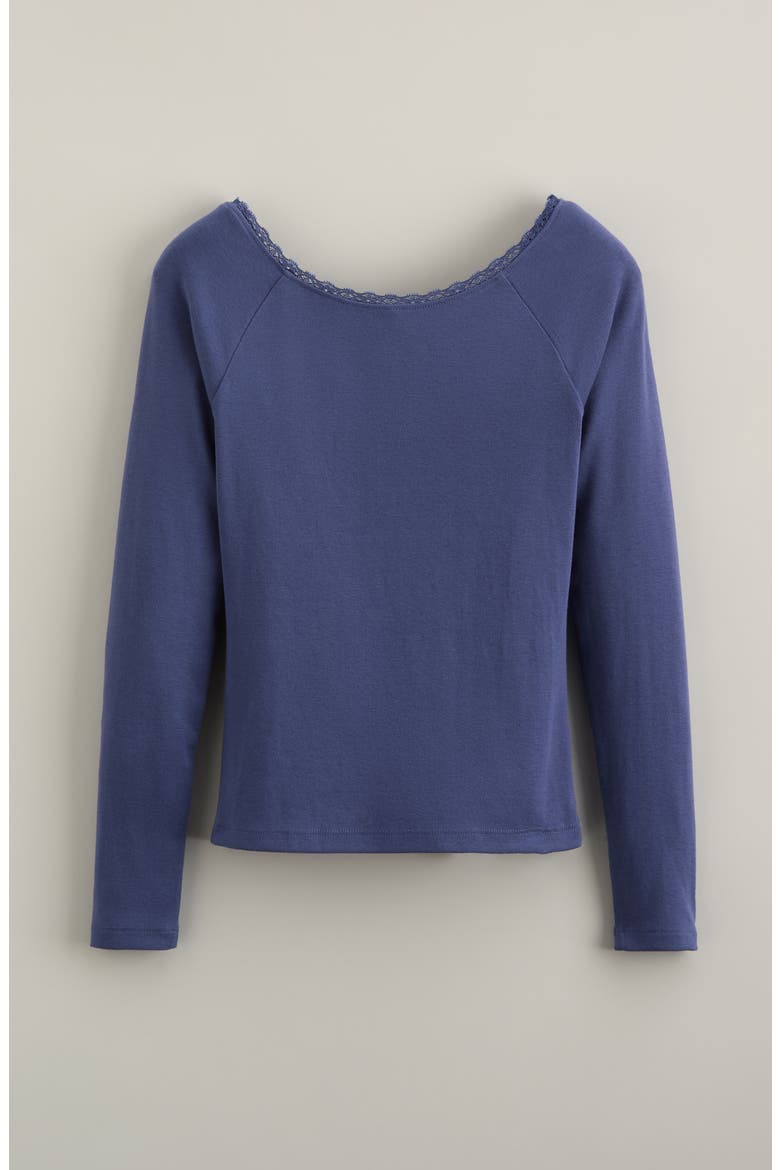 Kids' Lace Trim Top, Alternate, color, BLUE INDIGO