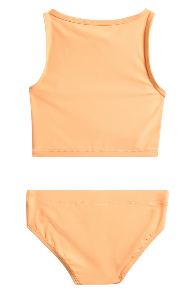 Kids' Floral Appliqué Two-Piece Swimsuit, Alternate, color, DREAMSICLE FLOWER
