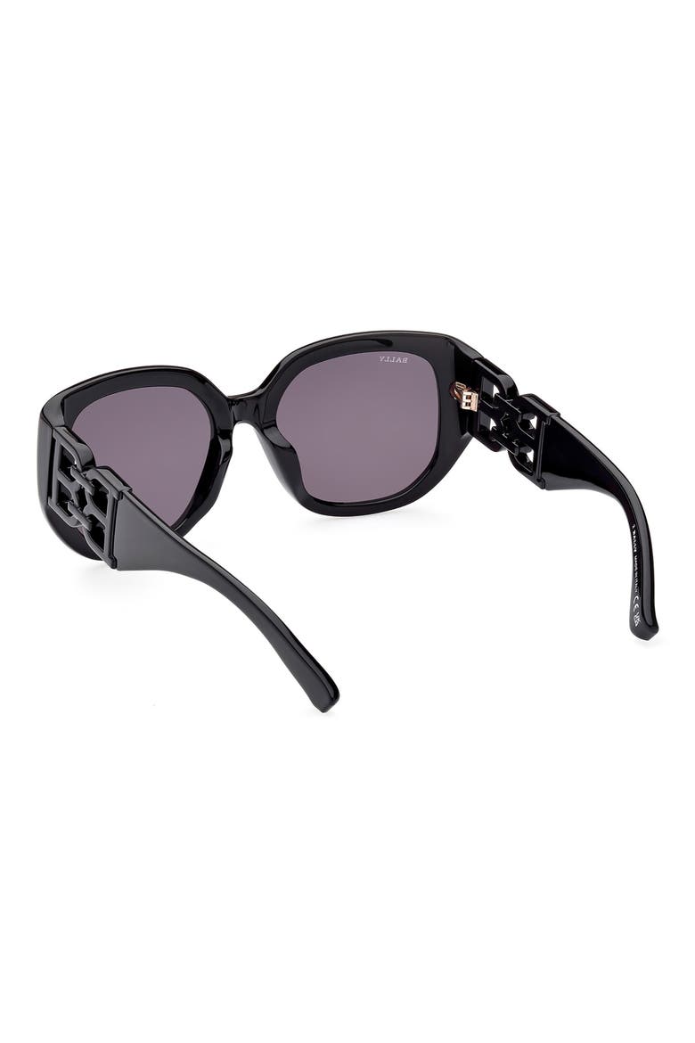 56mm Square Sunglasses, Alternate, color, SHINY BLACK / SMOKE