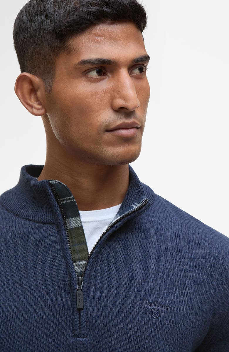 Barbour Avoch Mock Neck Cotton Half Zip Sweater, Alternate, color, Navy Marl