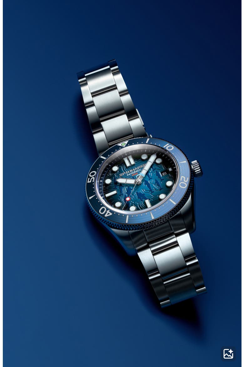 x Dolphin Project Croft Midsize Automatic Aqua Play Watch Set, 40mm, Alternate, color, BLUE