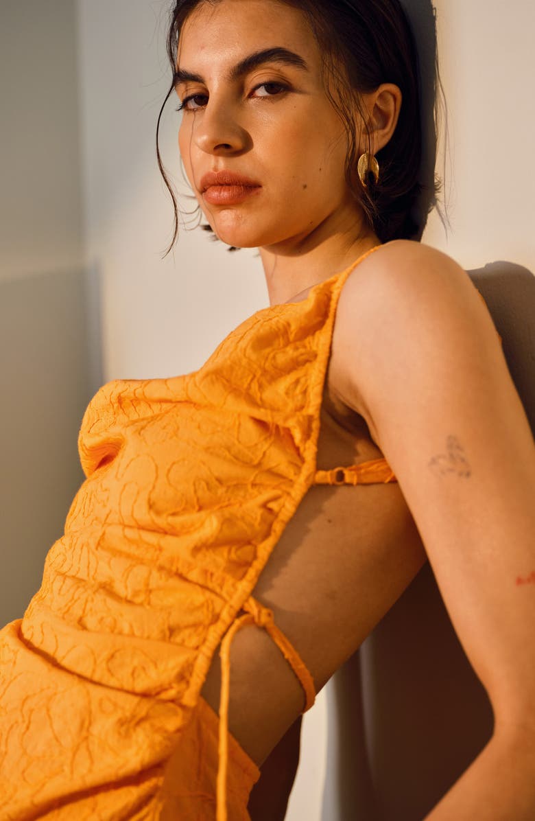 Topshop Embroidered Cotton Blend Camisole, Alternate, color, Orange