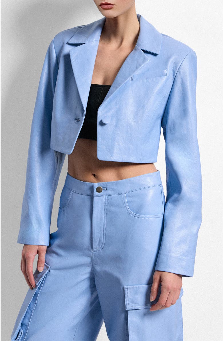 AS by DF Poppy Leather Blazer, Alternate, color, Provence Blue