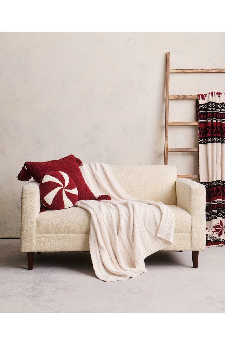 Barefoot Dreams<sup>®</sup> CozyChic<sup>®</sup> Peppermint Accent Pillow, Alternate, color, Cream-Crimson