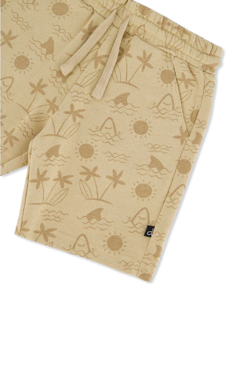 Deux par Deux Baby Boy's Printed French Terry Short Beige With Palm Trees, Alternate, color,