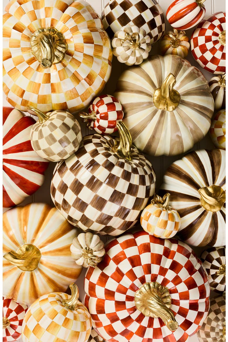 Chocolate Check Mini Pumpkin Decoration, Alternate, color, BROWN