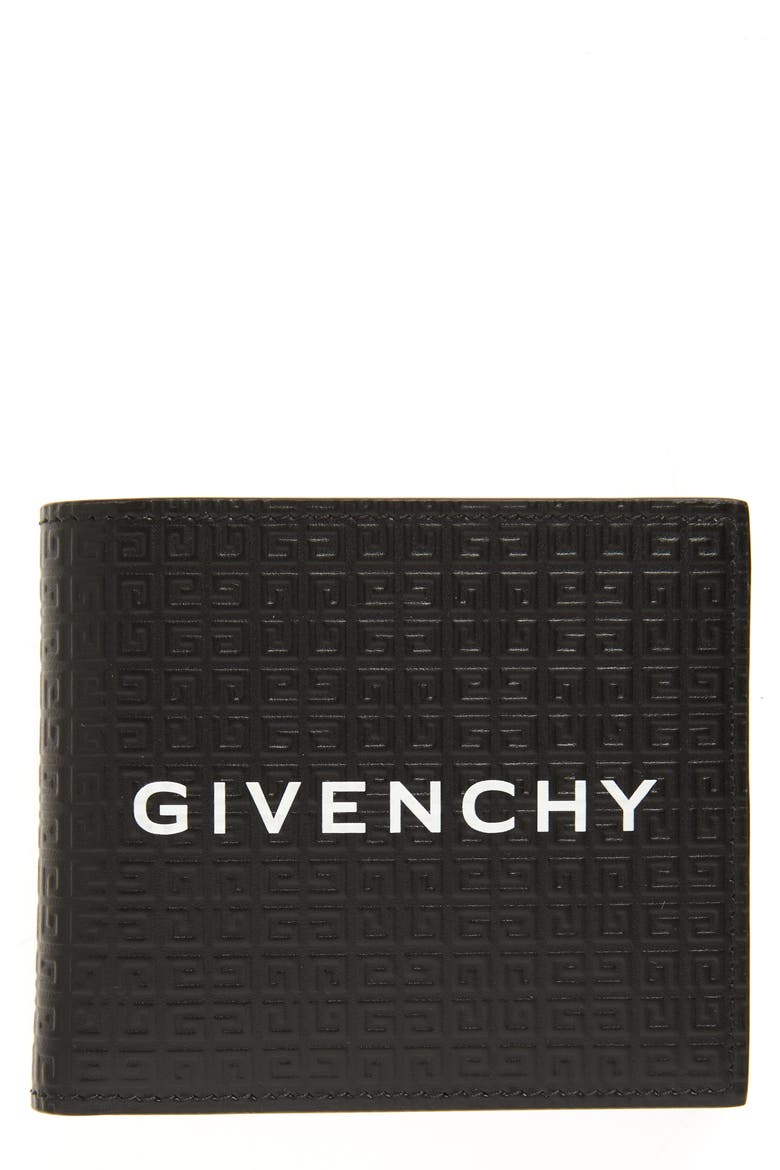 4G-Motif Leather Bifold Wallet, Main, color, BLACK