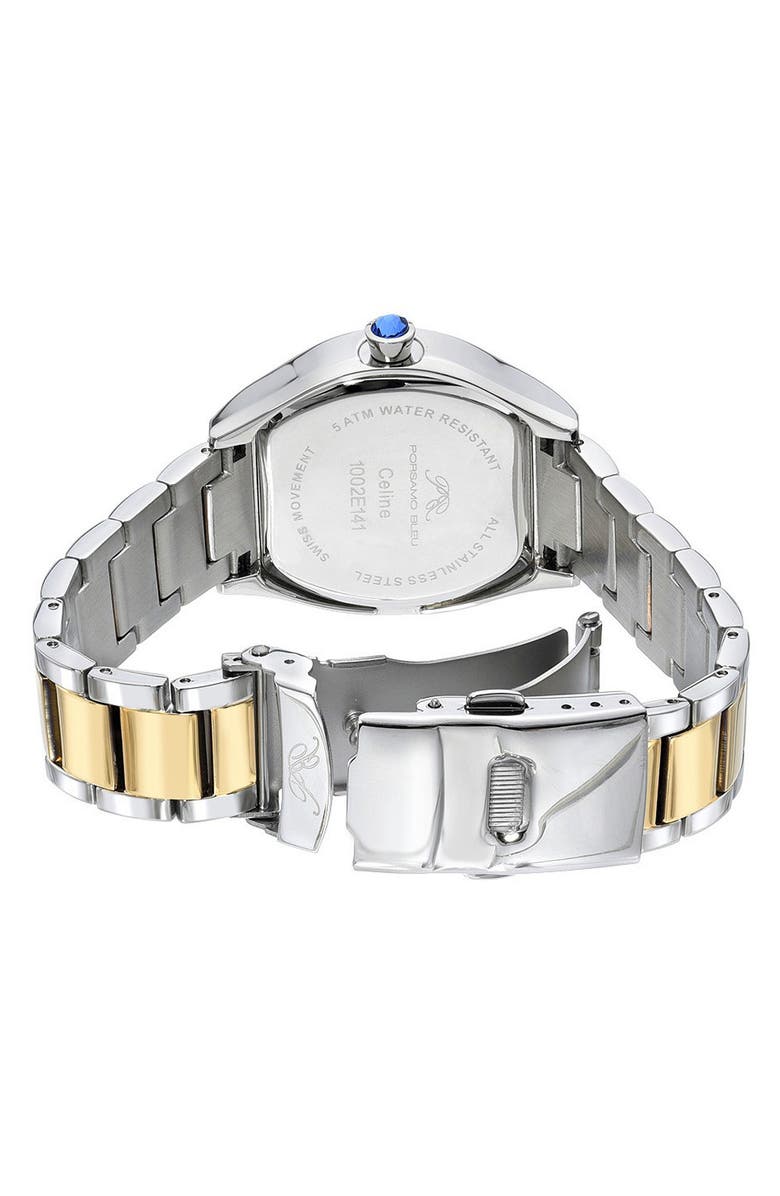 PORSAMO BLEU Women's Celine Two-Tone Crystal Pavé Stainless Steel Bracelet Watch, 33.5mm, Alternate, color, 