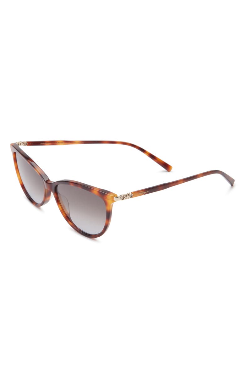 FERRAGAMO 55mm Cat Eye Sunglasses, Alternate, color, Tortoise