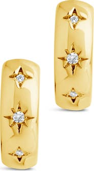 Sterling Forever Harmoni Star Cubic Zirconia Hoop Earrings