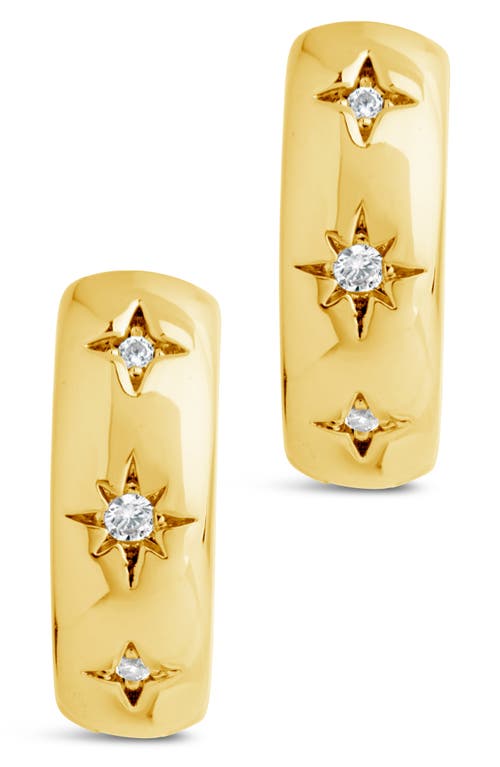 Sterling Forever Harmoni Star Cubic Zirconia Hoop Earrings In Gold