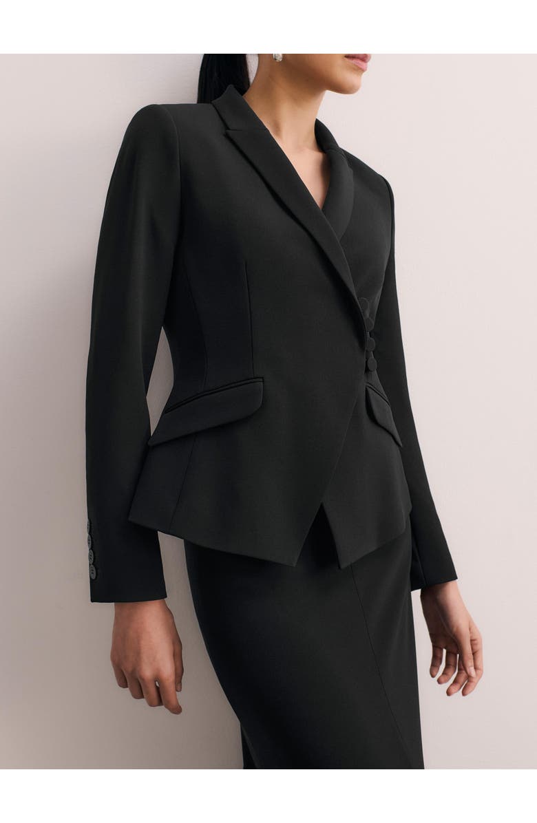 The Fold Forino Clever Crepe Blazer, Alternate, color, Black