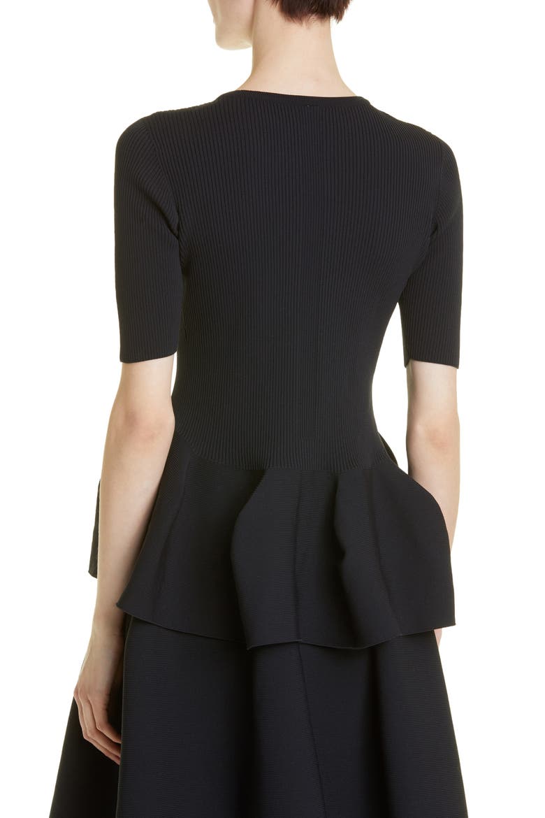 Pottery 8 Peplum Rib Top, Alternate, color, BLACK
