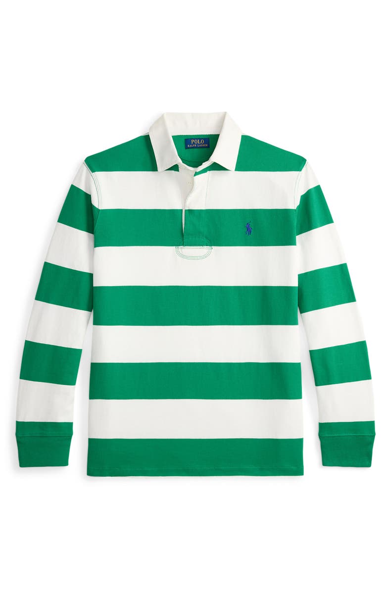 Polo Ralph Lauren The Iconic Rugby Shirt, Alternate, color, Billiard/ Classic Oxford White