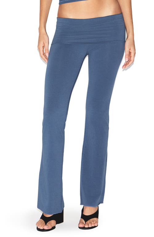 Skims Cotton-blend Jersey Foldover Trousers In Blue