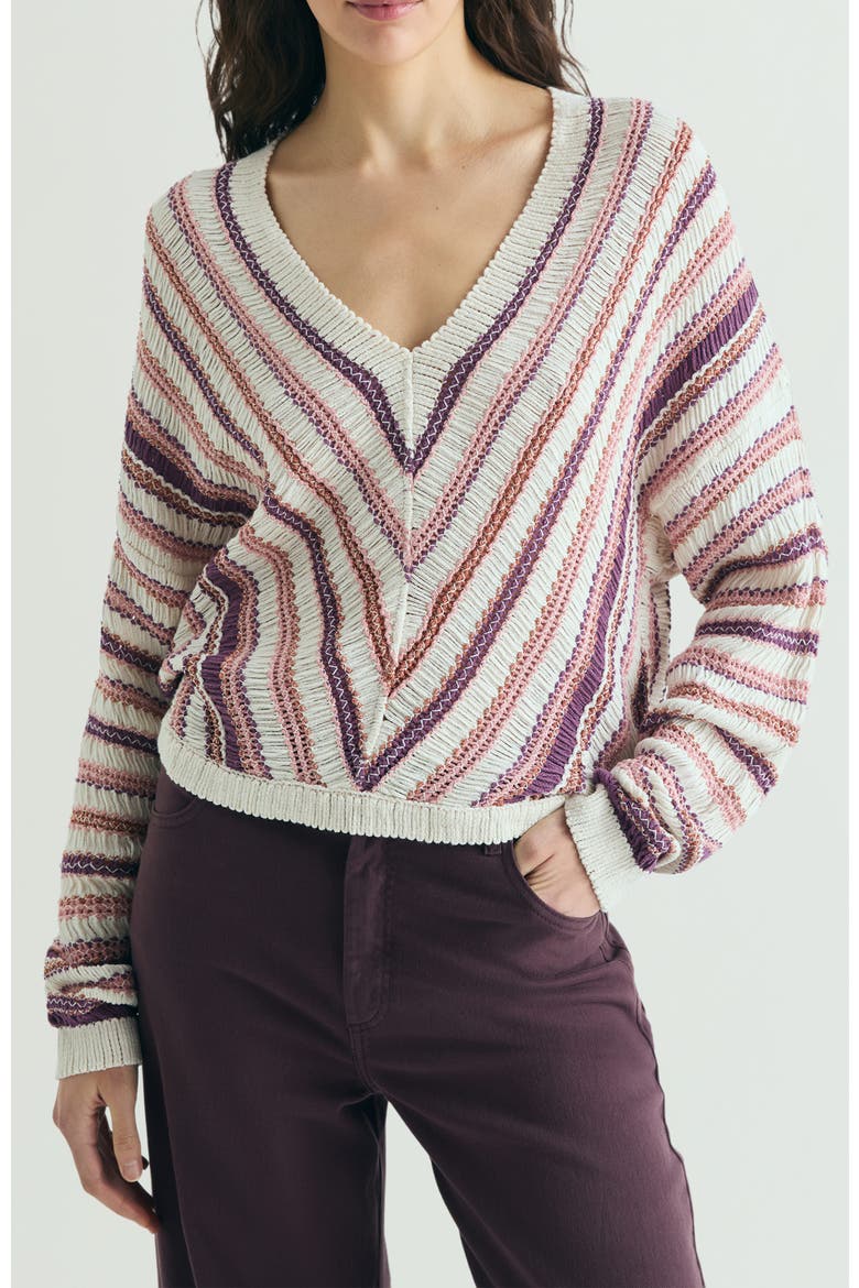 Multicolored Striped Sweater, Main, color, Ecrumulticolor