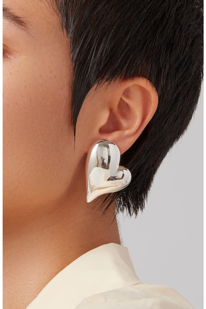 Mega Art Heart Button Drop Earrings, Alternate, color, HIGH POLISH SILVER