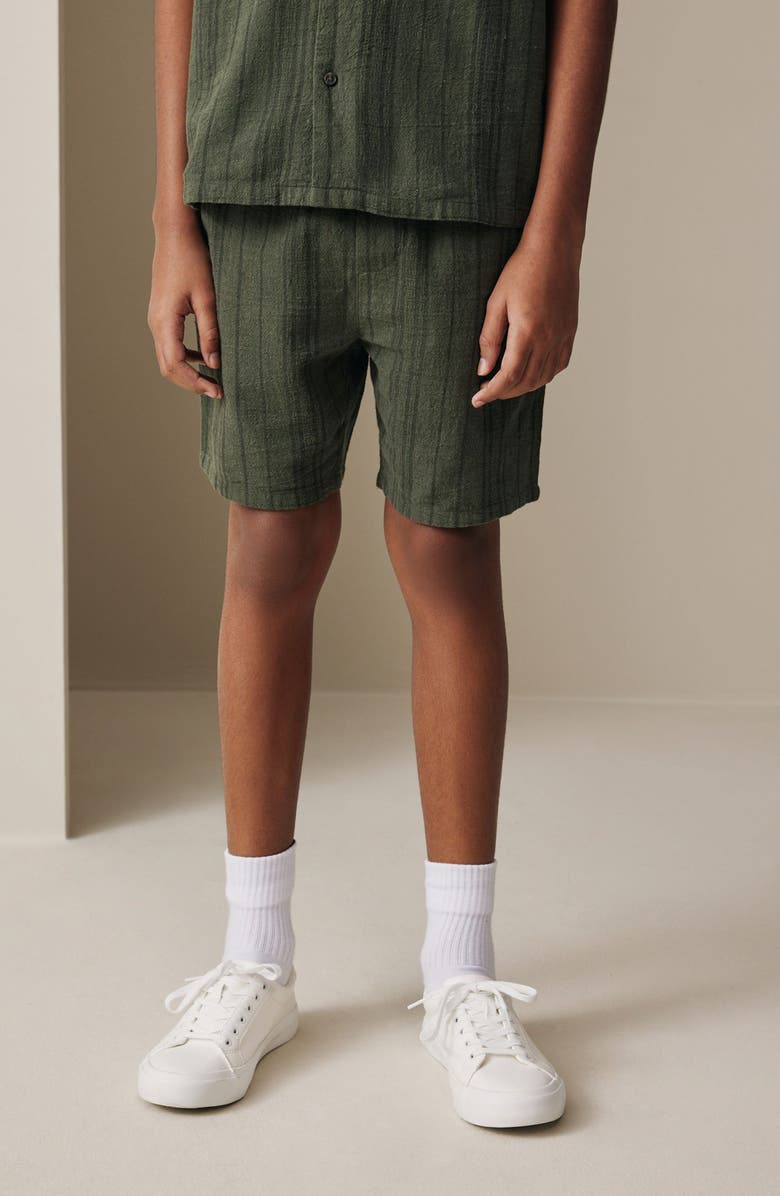 NEXT Kids' Textured Camp Shirt & Shorts Set, Alternate, color, Green