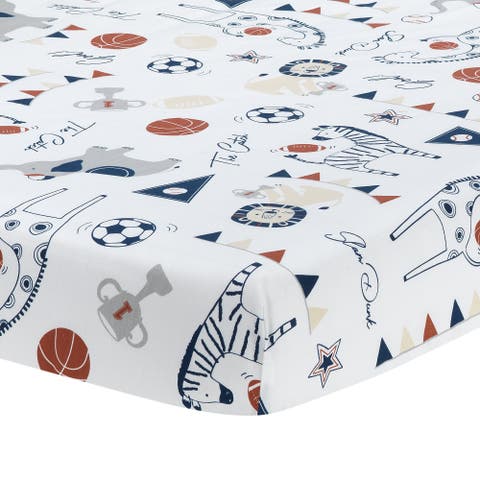Hall of Fame Animals/Sports 100% Cotton Fitted Baby Crib Sheet