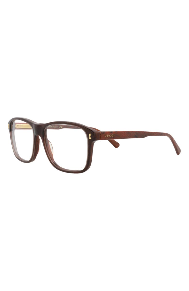 Gucci 56mm Square Optical Glasses, Alternate, color, Brown Brown Transparent