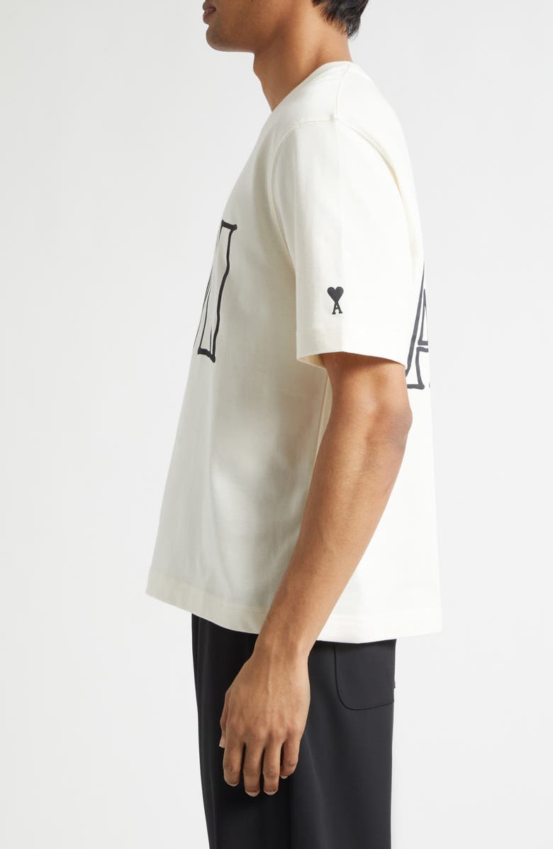 AMI PARIS Boxy Cotton Graphic T-Shirt, Alternate, color, Blanc Creme