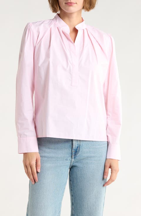 Split Neck Puff Sleeve Top