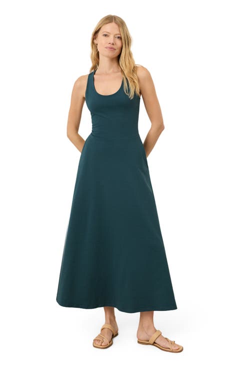 Fit & Flare Open Back Maxi Dress Made With Organic Cotton