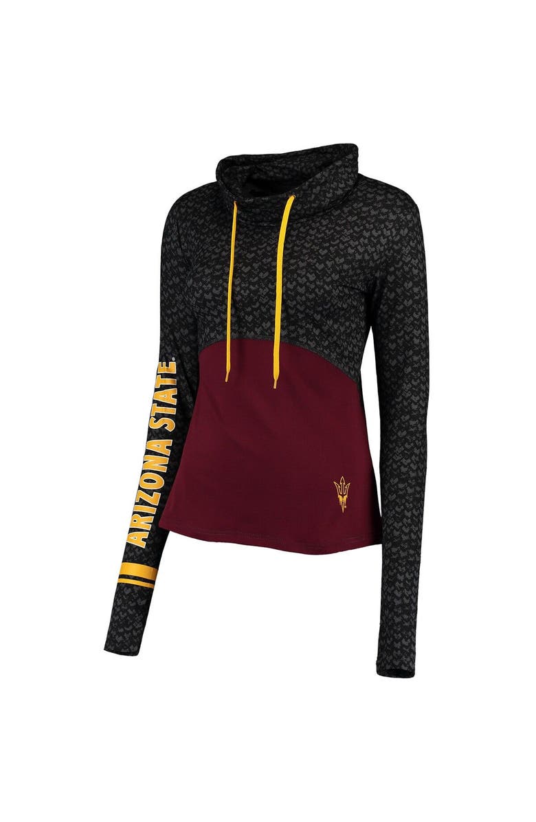 COLOSSEUM Women's Colosseum Black/Maroon Arizona State Sun Devils Scaled Cowl Neck Pullover Hoodie, Alternate, color, 