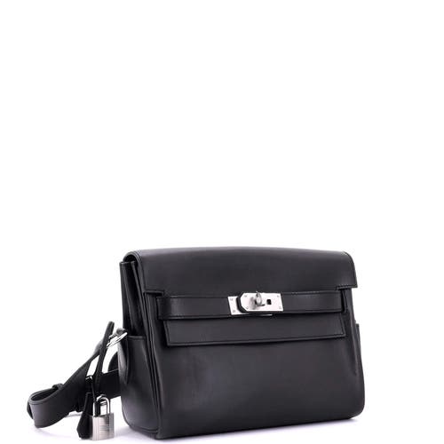 Pre-owned Hermes Hermes Kelly Messenger Bag Evergrain Pm In Black