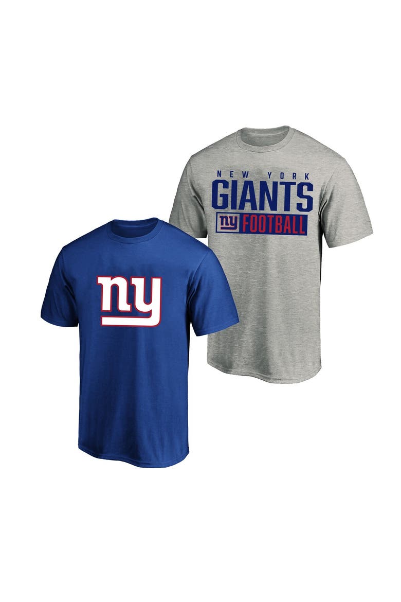 Men's Fanatics  Heather Gray/Royal New York Giants Big & Tall 2-Pack T-Shirt Set, Main, color, Heather Gray