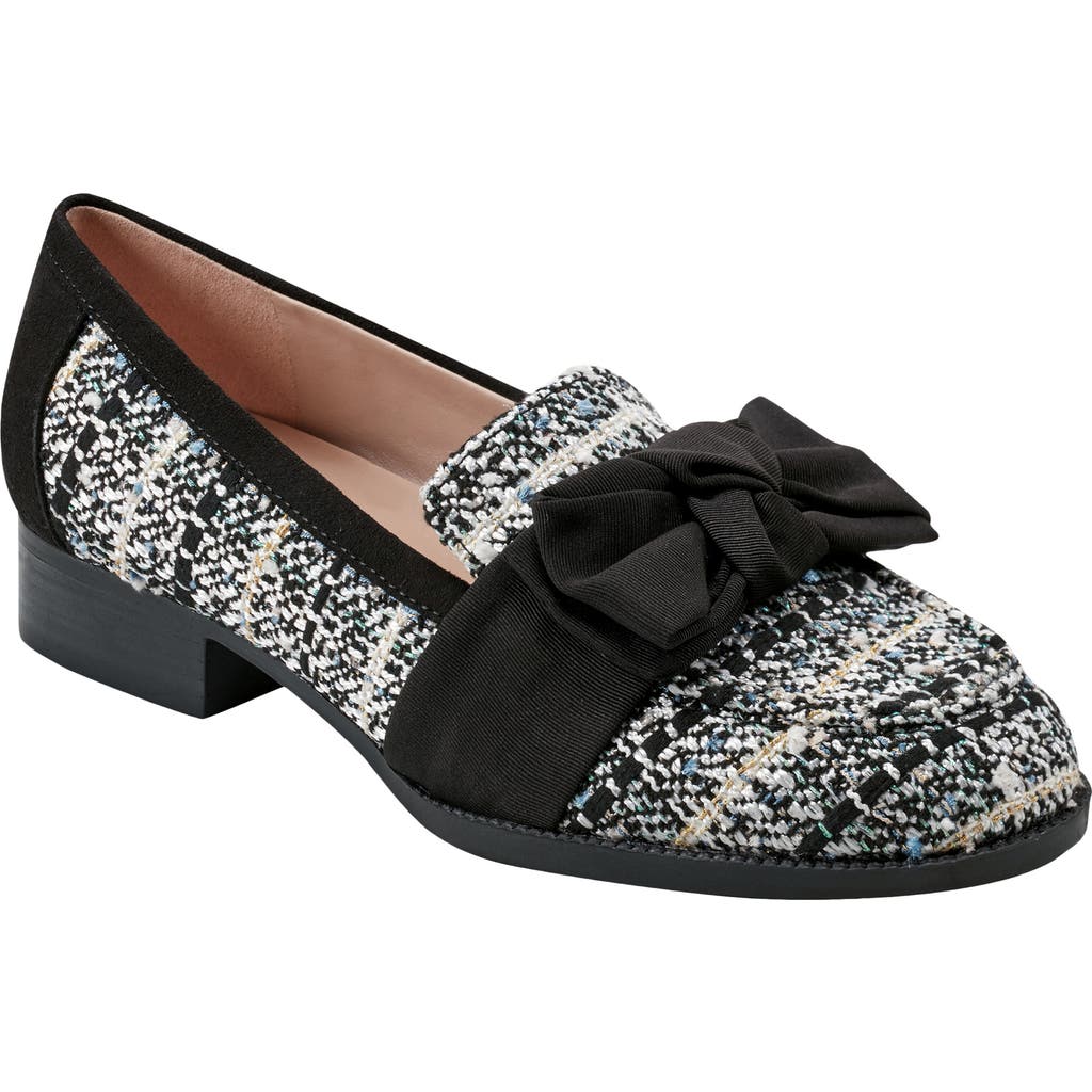 Bandolino Bow Loafer in Black Cream Tweed  product