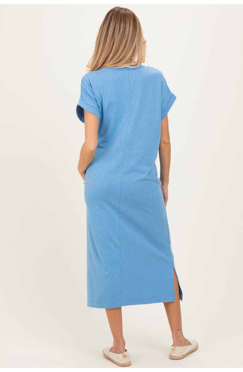 PinkBlush Pocket Front Midi T-Shirt Dress, Alternate, color, Blue