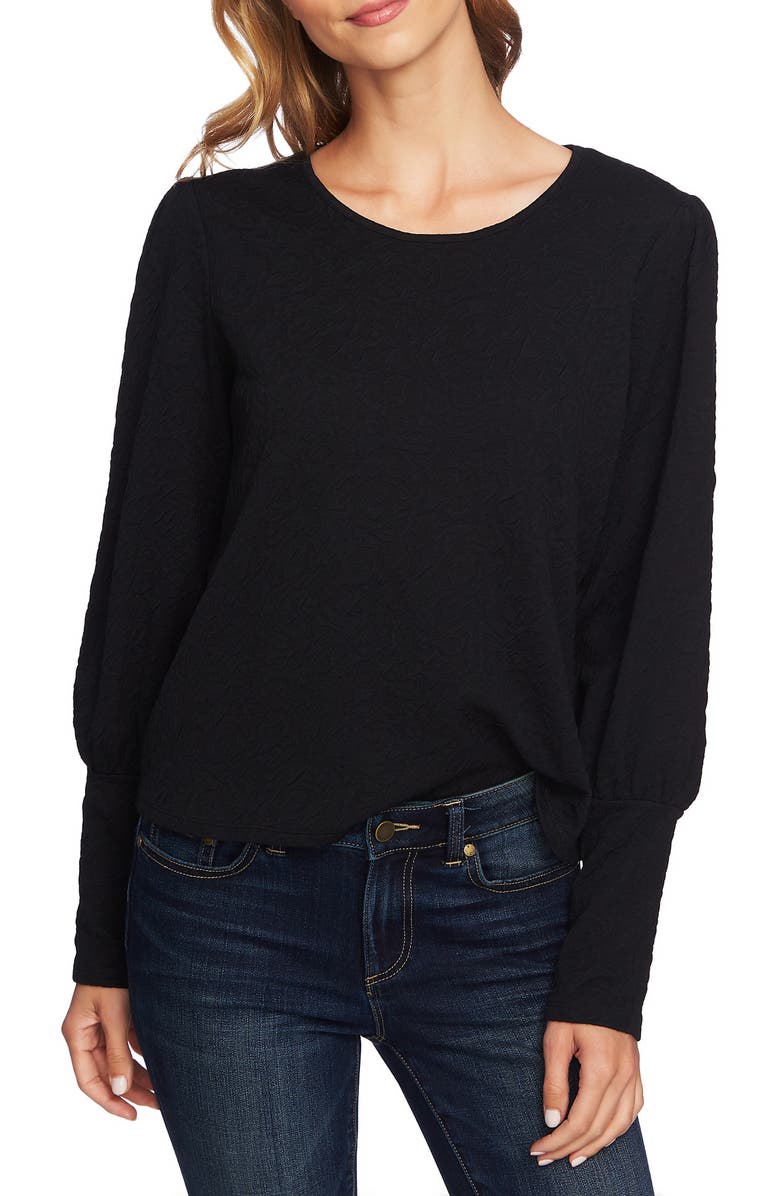 CeCe Puffed Shoulder Paisley Knit Top, Main, color, 