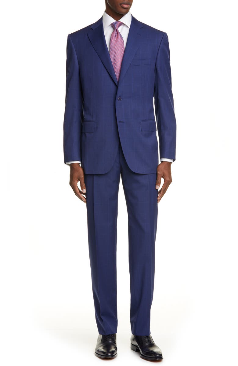 Canali Sienna Soft Windowpane Classic Fit Wool Suit, Main, color,